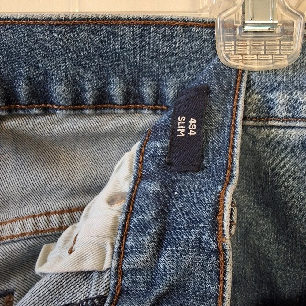 J.Crew Men 32W 34L 484‎ Slim fit Jean Distressed Medium Indigo Wash